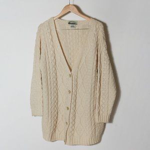 Aran Crafts Merino Wool Beige Boyfriend Cardigan